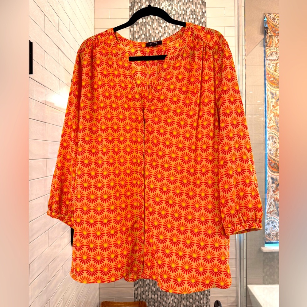 NYDJ- Bright Orange blouse- Size‎ L